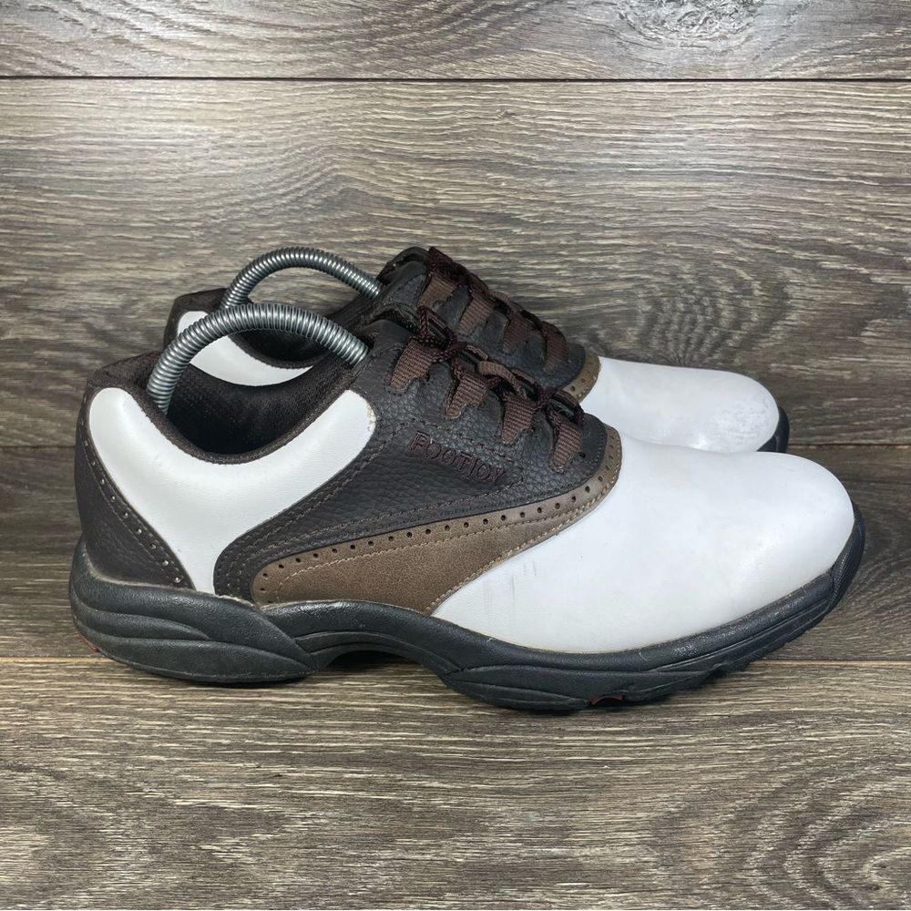 FootJoy Men's Size 10 GreenJoys White Brown Soft Spikes Golf Shoes
